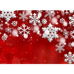 Weihnachtsmotiv in rot-weiß mit Schneekristallen - Tischset aus Papier 44 x 32 cm