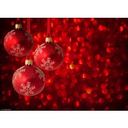 Weihnachtsmotiv 3 Rote Christbaumkugeln - Tischset aus Papier 44 x 32 cm