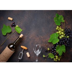 Weinflasche und Trauben - Tischset aus Papier 44 x 32 cm