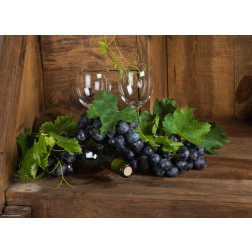 Weintrauben in Holzecke - Tischset aus Papier 44 x 32 cm