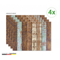 Holzoptik gestreift - Tischsets aus Premium Vinyl (abwaschbar) - 4 Stück - 44 x 32 cm