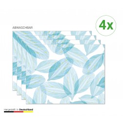 Blaue Blätter - Tischsets aus Premium Vinyl (abwaschbar) - 4 Stück - 44 x 32 cm