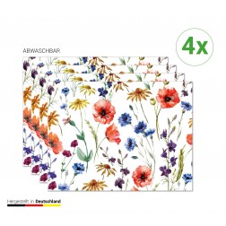 Wiesenblumen - Tischsets aus Premium Vinyl (abwaschbar) - 4 Stück - 44 x 32 cm