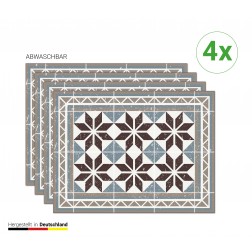 Blumen Mosaik - Tischsets aus Premium Vinyl (abwaschbar) - 4 Stück - 44 x 32 cm