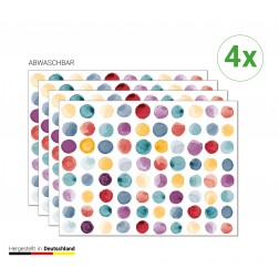 Bunte Punkte Muster - Tischsets aus Premium Vinyl (abwaschbar) - 4 Stück - 44 x 32 cm