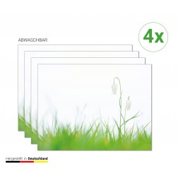 Weiße Blümchen - Tischsets aus Premium Vinyl (abwaschbar) - 4 Stück - 44 x 32 cm