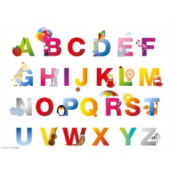 ABC für Kinder - Tischset aus Premium Vinyl (abwaschbar) – 1 Stück - 44 x 32 cm