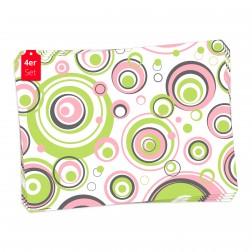 Grün-Rosa Kreise - Tischsets aus Premium Vinyl (abwaschbar) - 4 Stück - 44 x 32 cm