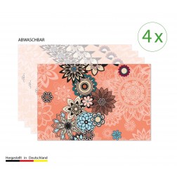 Mandala mit Blüten - Tischsets aus Premium vinyl (abwaschbar) - 4 Stück - 44 x 32 cm