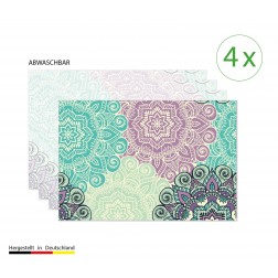 Mandala grün-türkis - Tischsets aus Premium vinyl (abwaschbar) - 4 Stück - 44 x 32 cm