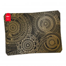 Mandala gold-schwarz - Tischsets aus Premium vinyl (abwaschbar) - 4 Stück - 44 x 32 cm