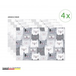Katzen-Konferenz - Tischsets aus Premium vinyl (abwaschbar) - 4 Stück - 44 x 32 cm