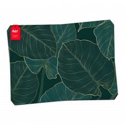 Tropische Blätter mit Goldadern - Tischsets aus Premium vinyl (abwaschbar) - 4 Stück - 44 x 32 cm