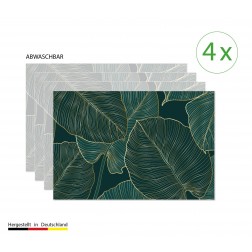 Tropische Blätter mit Goldadern - Tischsets aus Premium vinyl (abwaschbar) - 4 Stück - 44 x 32 cm
