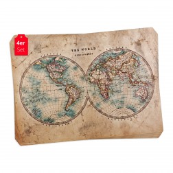 Historische Weltkarte - Tischsets aus Premium vinyl (abwaschbar) - 4 Stück - 44 x 32 cm