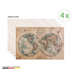 Historische Weltkarte - Tischsets aus Premium vinyl (abwaschbar) - 4 Stück - 44 x 32 cm