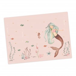 Meerjungfrau im rosa Meer – Tischset aus Premium Vinyl (abwaschbar) – 1 Stück – 44 x 32 cm