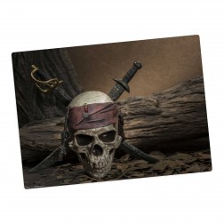 Totenkopf mit Piratensäbel - Jolly Roger – Tischset aus Premium Vinyl (abwaschbar) – 1 Stück – 44 x 32 cm