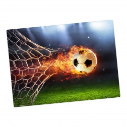 Flammender Fußball mit Feuerschweif – Tischset aus Premium Vinyl (abwaschbar) – 1 Stück – 44 x 32 cm