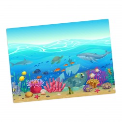 Illustrierte Unterwasserwelt für Kinder – Tischset aus Premium Vinyl (abwaschbar) – 1 Stück – 44 x 32 cm