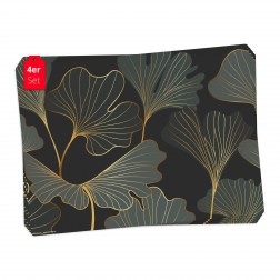 Ginkgoblätter in gold und grün – Tischsets aus Premium Vinyl (abwaschbar) – 4 Stück – 44 x 32 cm