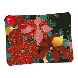 Weihnachtsstern in rot und gold - Blumen – Tischsets aus Premium Vinyl (abwaschbar) – 4 Stück – 44 x 32 cm