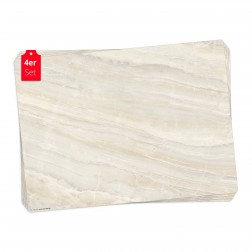 Marmorplatte mit schöner beiger Maserung – Tischsets aus Premium Vinyl (abwaschbar) – 4 Stück – 44 x 32 cm