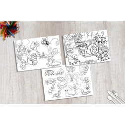 Tischsets | Platzsets - Malvorlage "Kleine-Insekten-Set" aus Papier - 44 x 32 cm