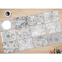 Malvorlagen für Erwachsene Tischsets | Platzsets - Komplettset "Mandala" aus Papier - 44 x 32 cm