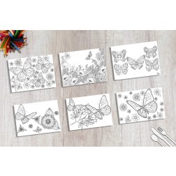 Tischsets | Platzsets - Malvorlage "Schmetterling-Set" aus Papier - 44 x 32 cm