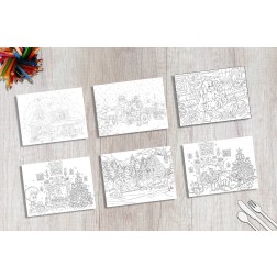 Tischsets | Platzsets - Malvorlage "Weihnachten-Set" aus Papier - 44 x 32 cm