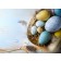 Buntes Osternest mit Eiern und Federn - Tischset aus Papier 44 x 32 cm
