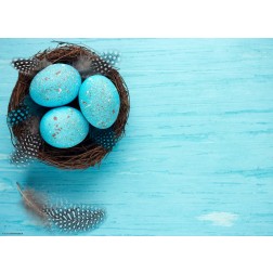  Osternest mit blau gefärbten Eiern - Tischset aus Papier 44 x 32 cm