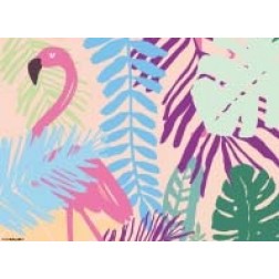 Flamingo-Grafik mit Pflanzen  - Tischset aus Papier 44 x 32 cm