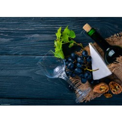 Weinarrangement mit Käse - Tischset aus Papier 44 x 32 cm