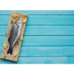 Fisch auf Brett - Tischset aus Papier 44 x 32 cm