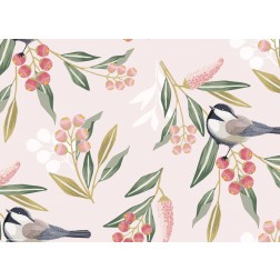 Rosa Vögel gemalt - Tischset aus Papier 44 x 32 cm