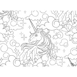 Tischset | Platzset - Einhorn zum Ausmalen - aus Papier - 44 x 32 cm