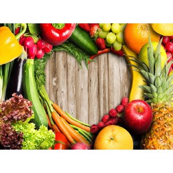 Tischsets | Platzsets - Gesund & Frisch "Herz aus Obst & Gemüse " aus Papier - 44 x 32 cm
