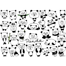 Tischsets | Platzsets - Malvorlagen "Pandas" aus Papier - 44 x 32 cm