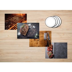 Tischset | Platzset - Kombiniertes Set Grillen - aus Papier - 44 x 32 cm