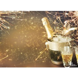 Tischsets | Platzsets - Silvester "Eimer mit Sektflasche" aus Papier - 44 x 32 cm