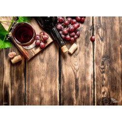 Tischset | Platzset - Holztisch mit Wein - aus Papier - 44 x 32 cm